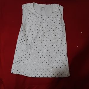 White w/black polka-dotted tang-top